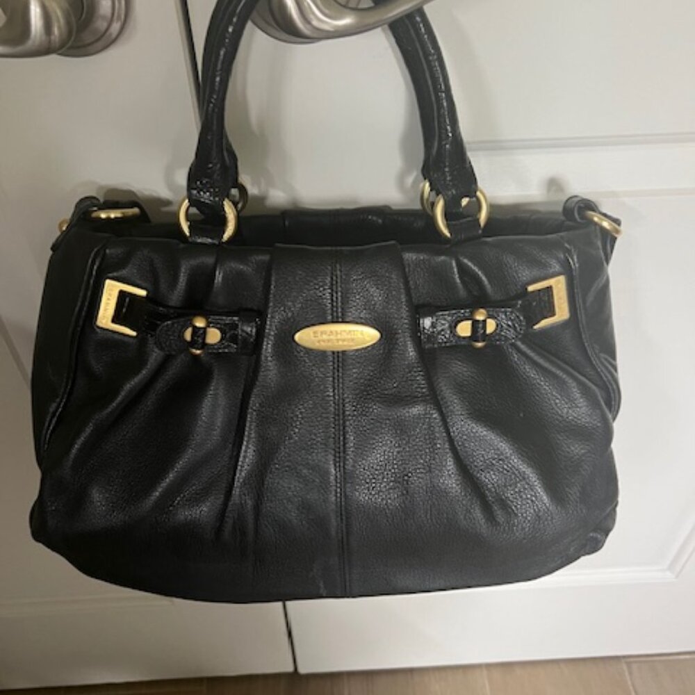 Brahmin Black Leather Caroline Croc Cinches, Very Rare Like New!